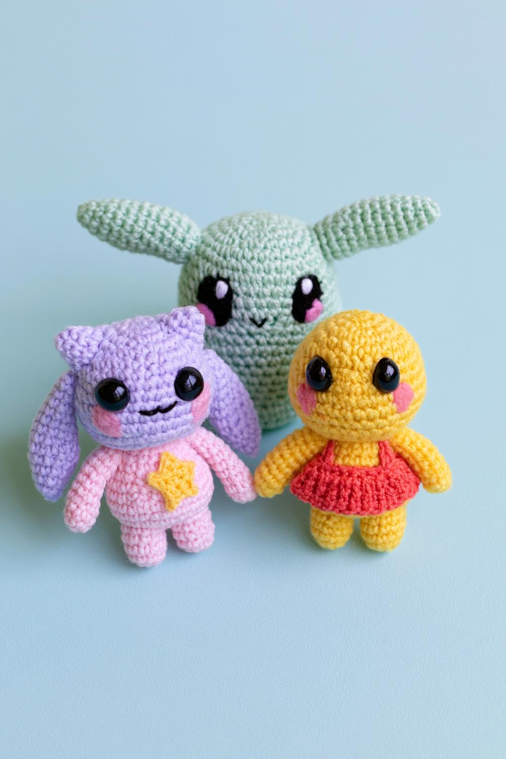 Kawaii-Trio in Pastellfarben