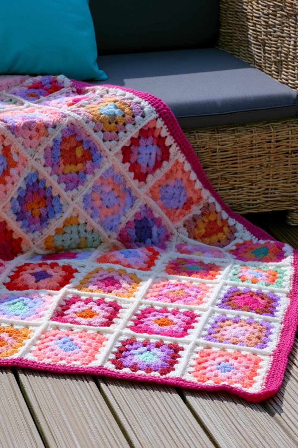 Bunte Granny Square Vielfalt
