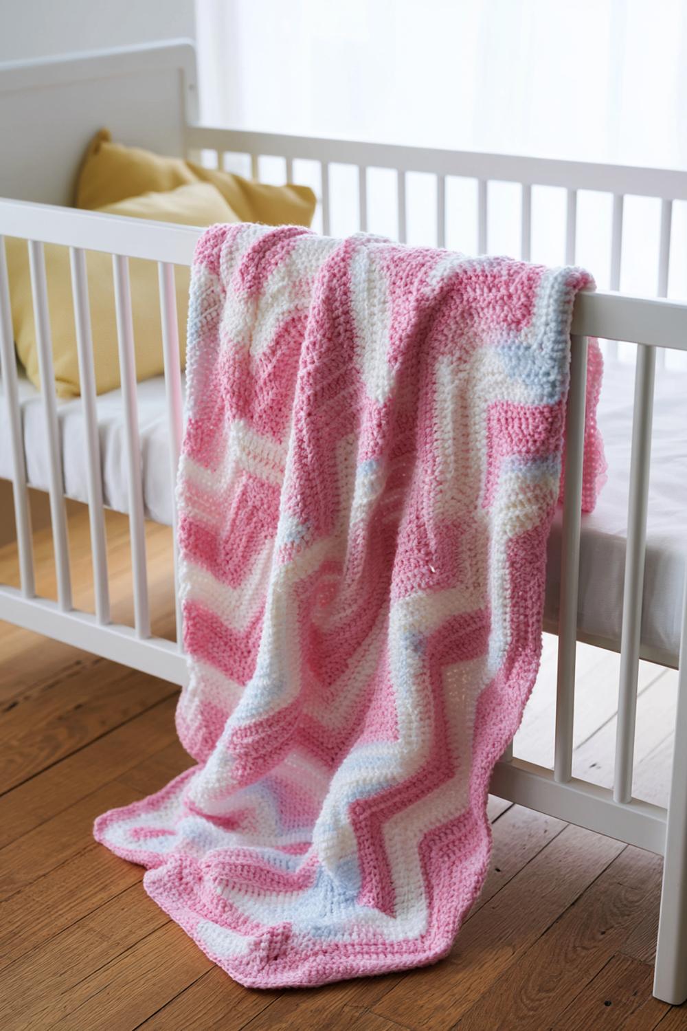 Zarte Streifendecke fürs Babybett