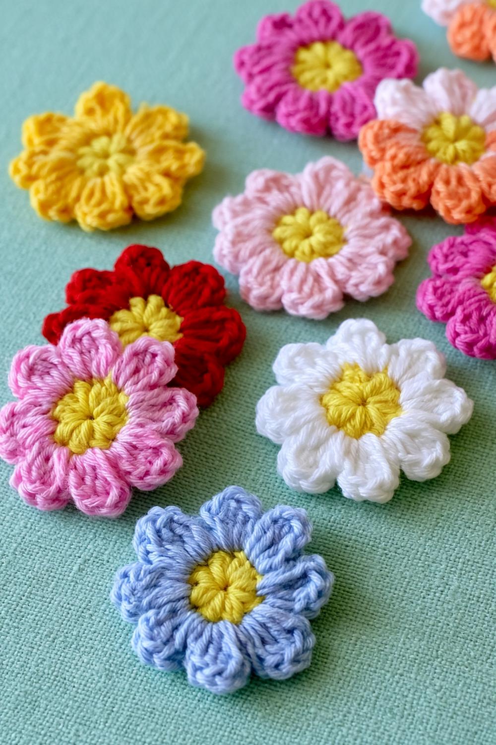 Bunte Häkelblüten Sammlung