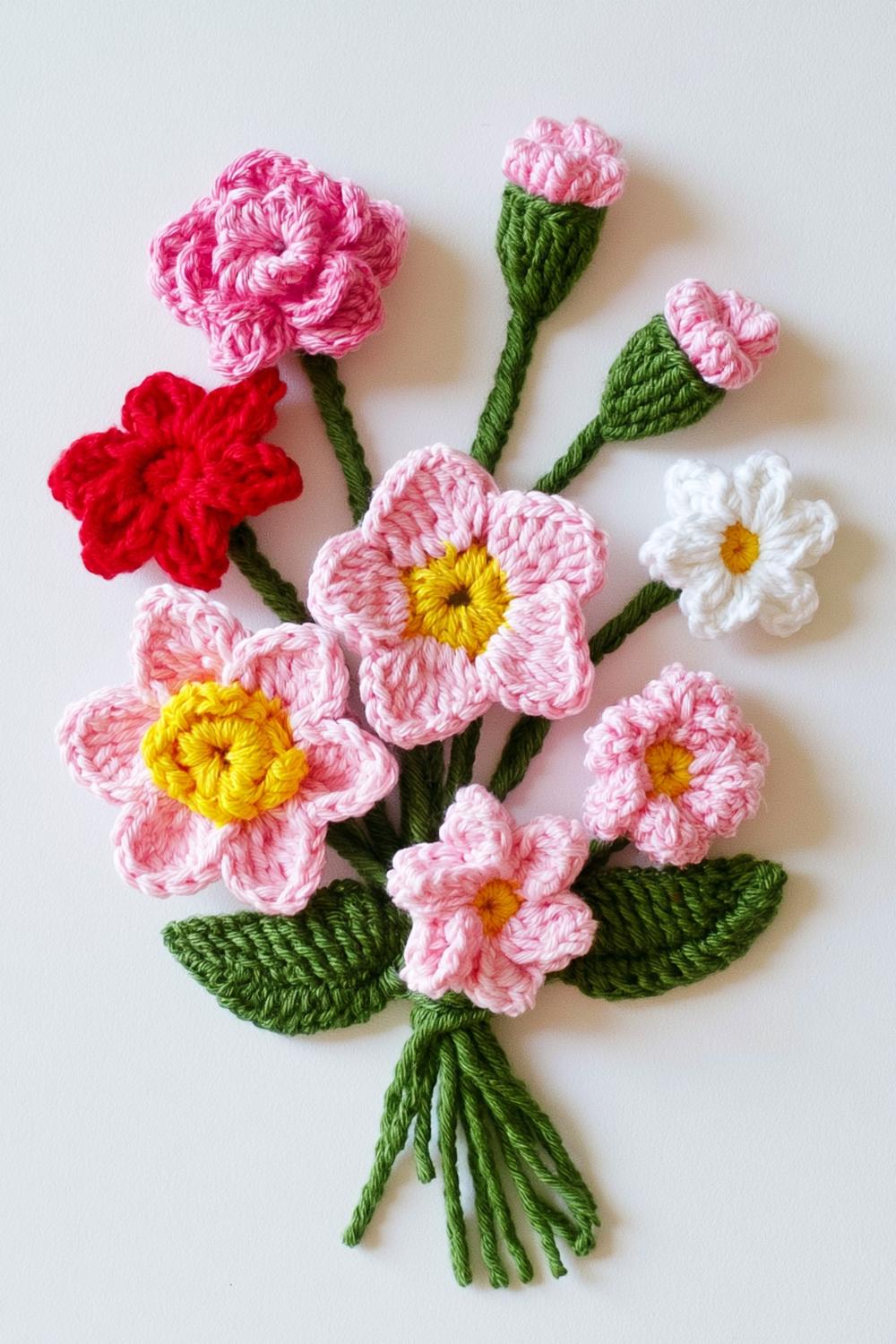 Bunter Häkelblumen-Strauß