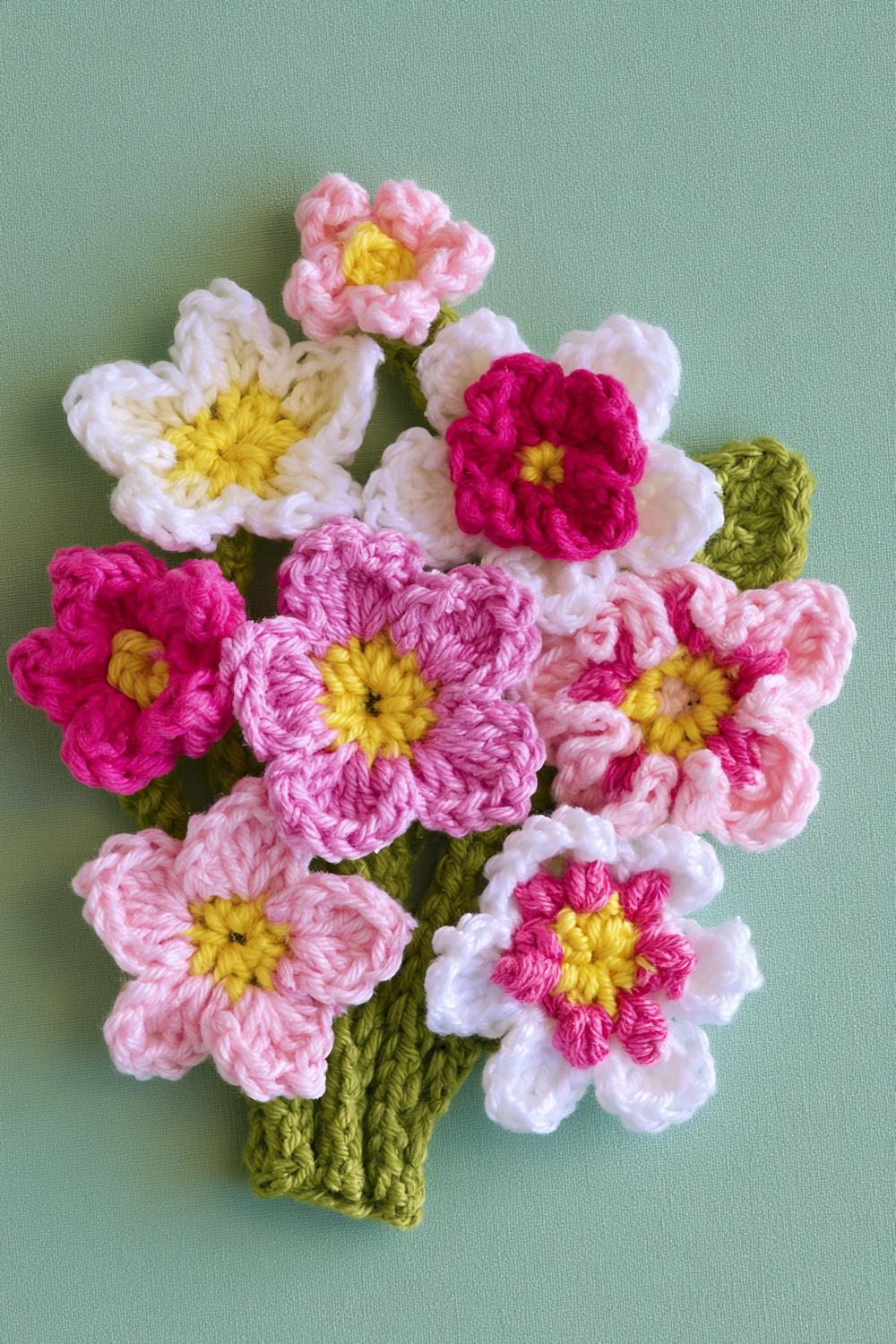 Romantisches Häkelblumen Bouquet