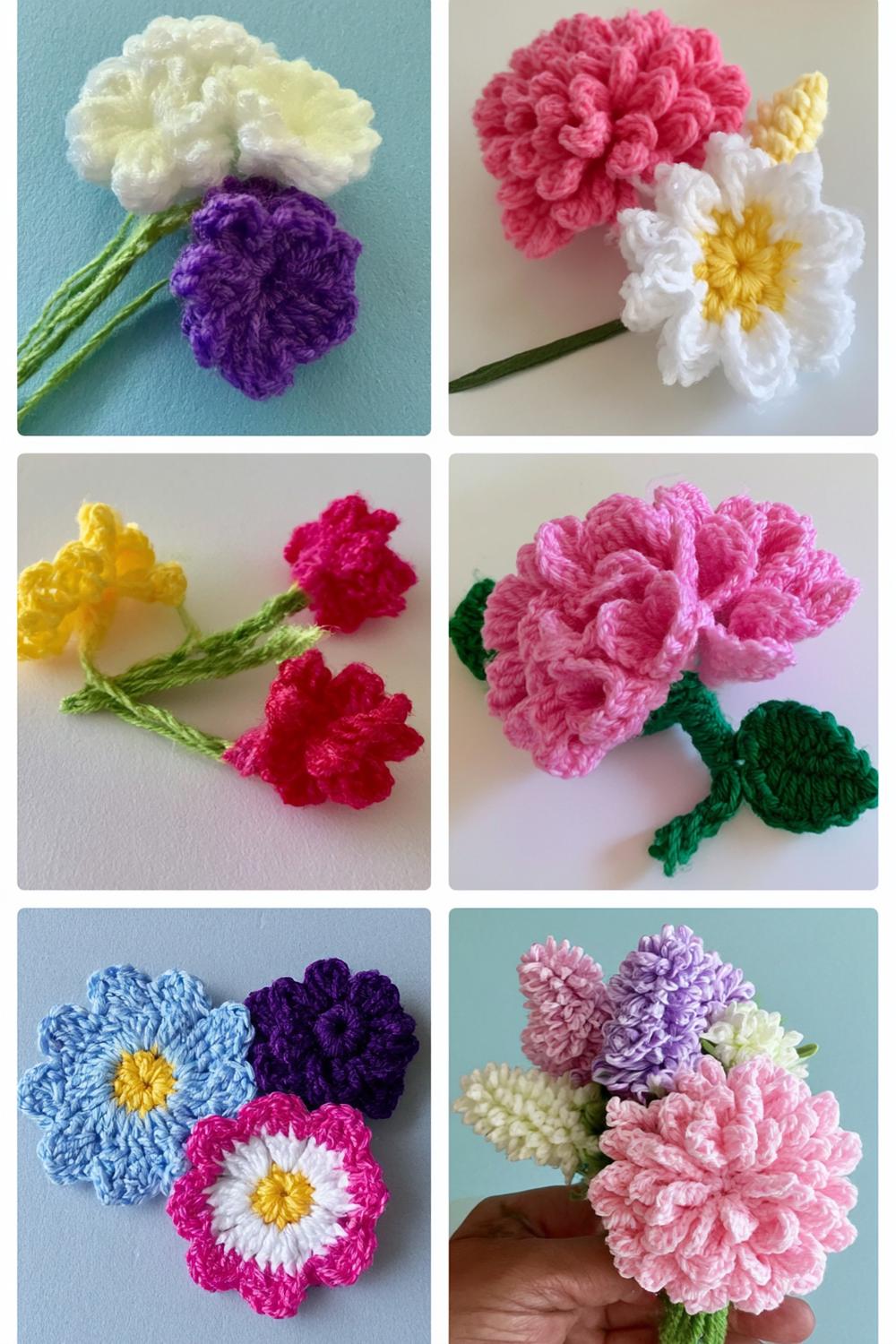 Vielfältige Häkelblumen Designs