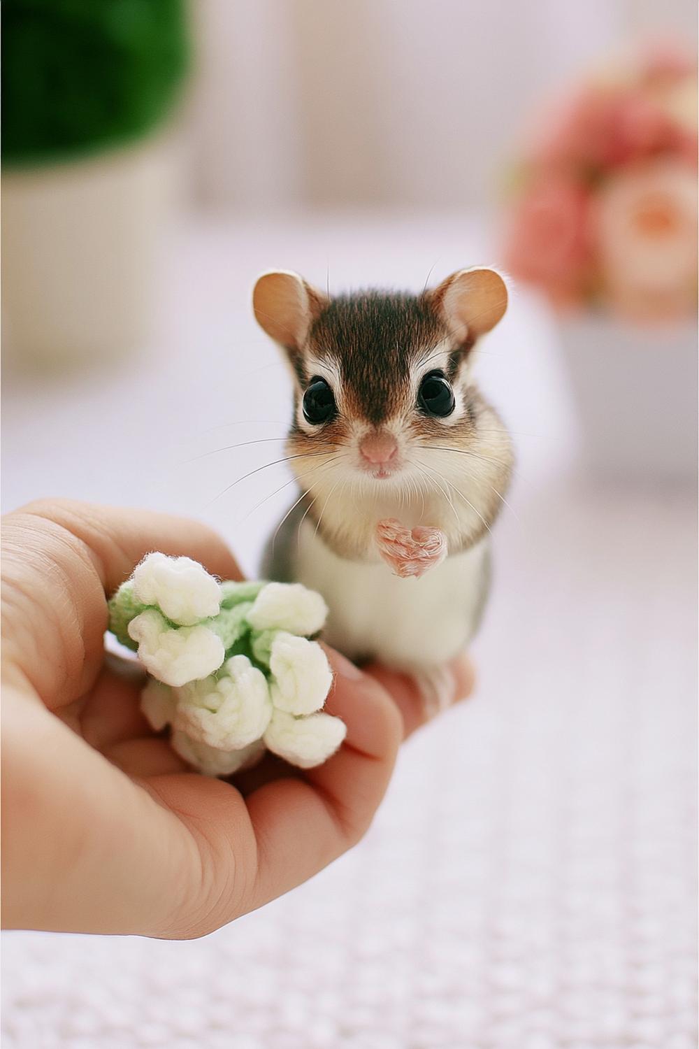 Winzige Häkelblumen für Hamster
