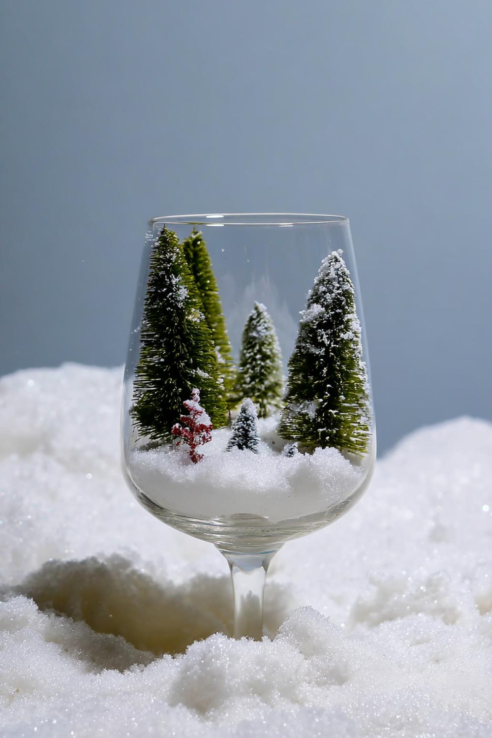 3. Winterlandschaften in Gläsern mit Kunstschnee und Mini-Tannen