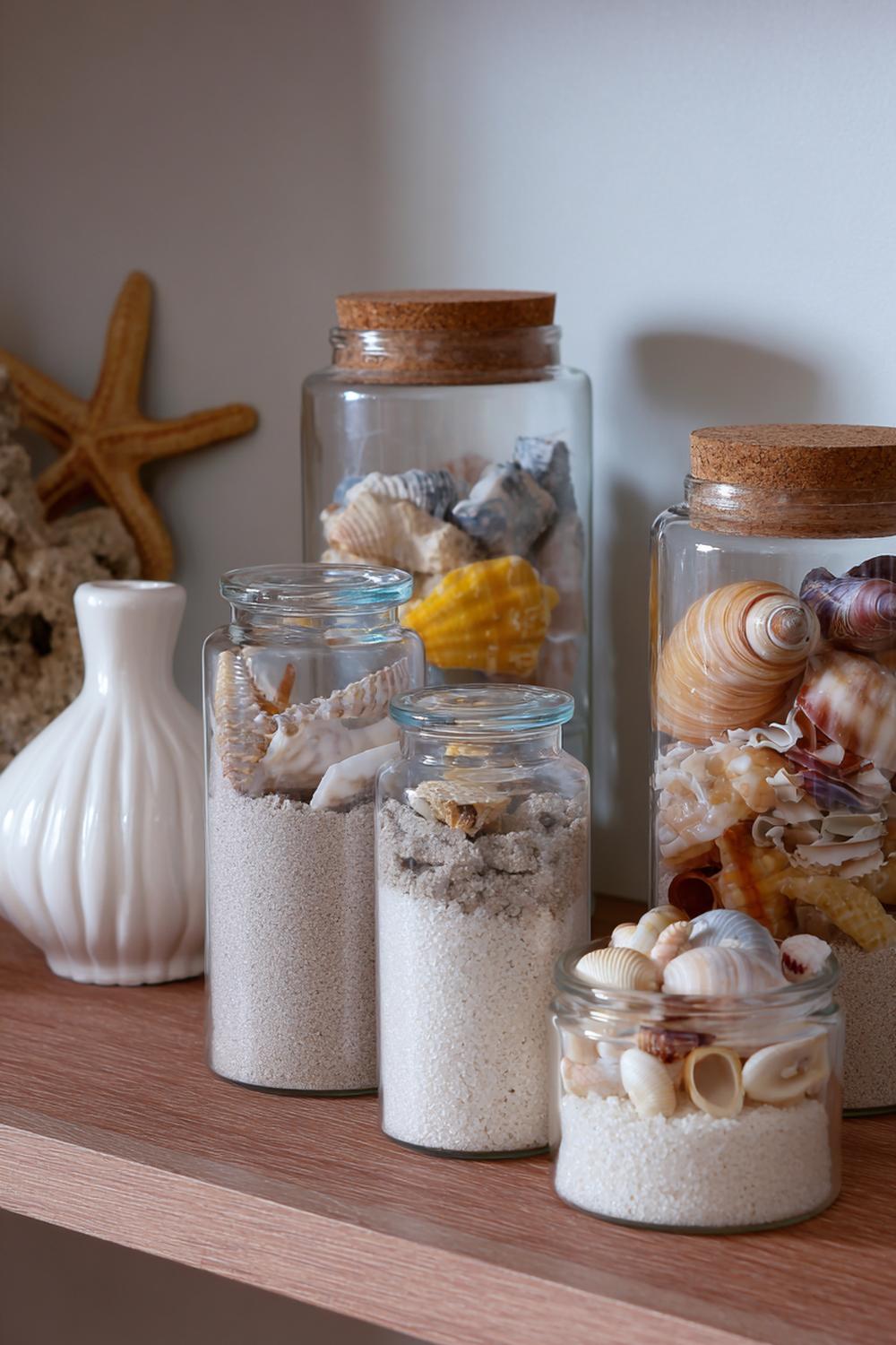 6. Küsten-Sammelwelten in Gläsern mit Sand und Muscheln
