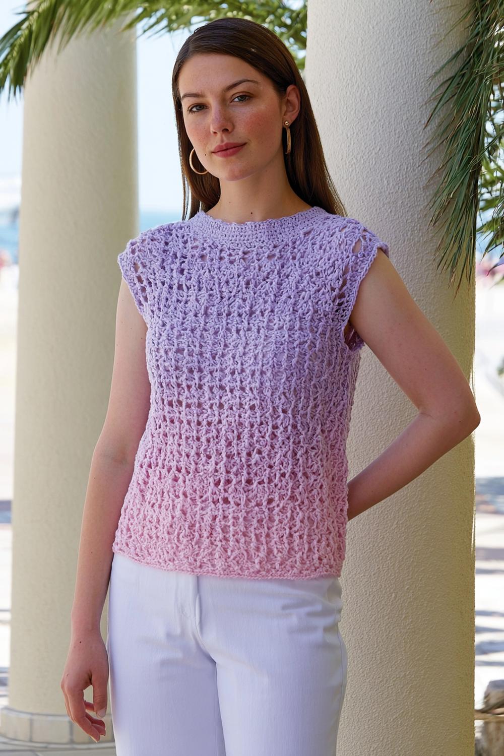 Ombré-Top in Lila-Rosa