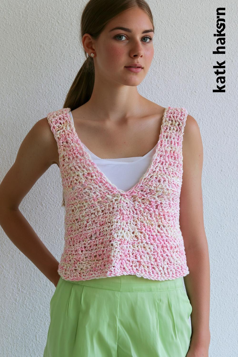 Romantisches Häkeltop in Rosa