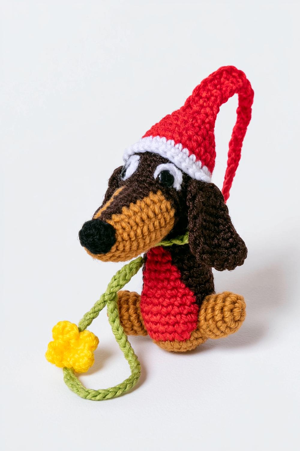 Weihnachtsdackel mit festlicher Mütze