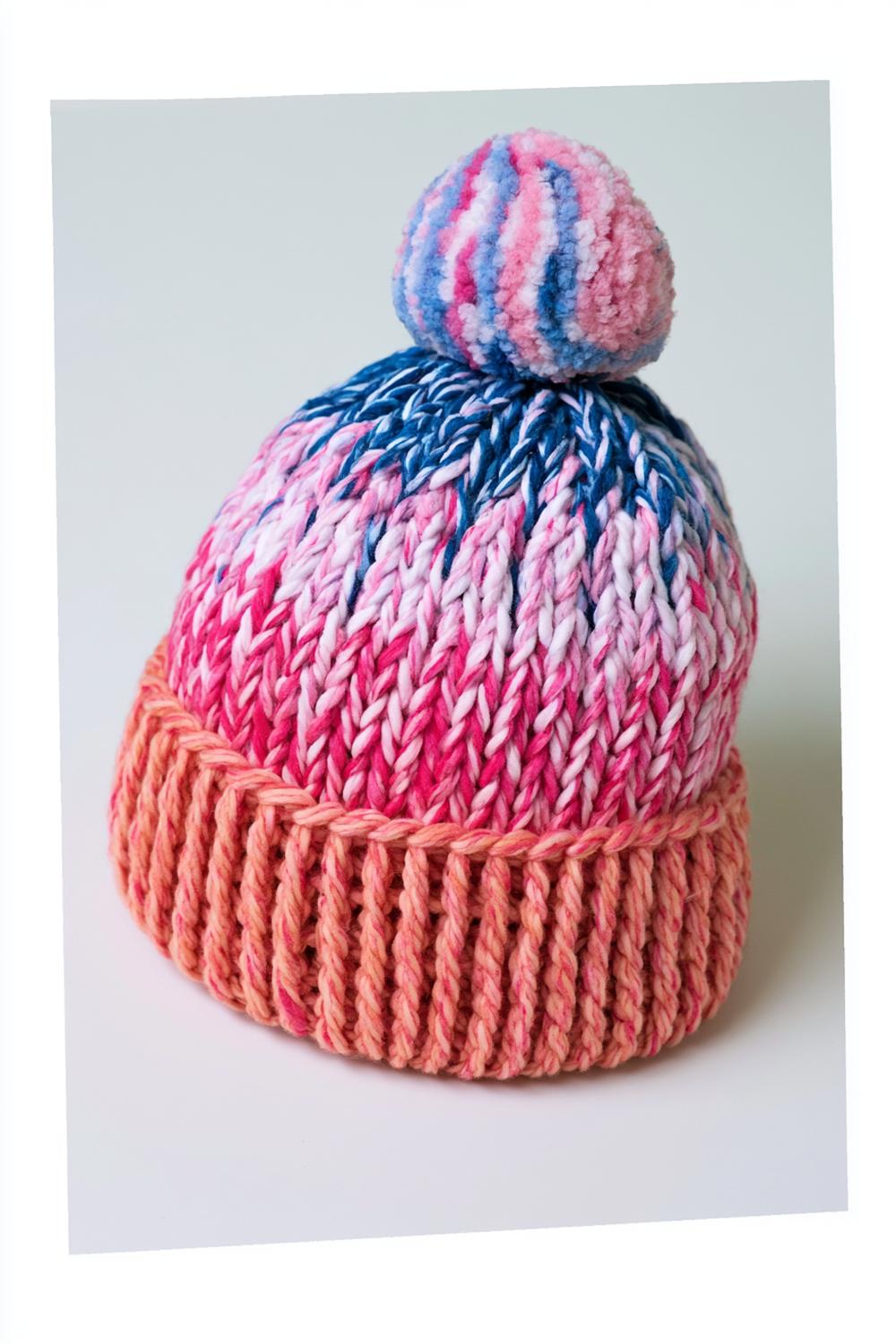 Bunte Regenbogen-Bommel-Mütze