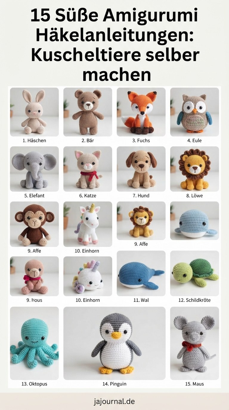 15 Süße Amigurumi Häkelanleitungen: Kuscheltiere selber machen