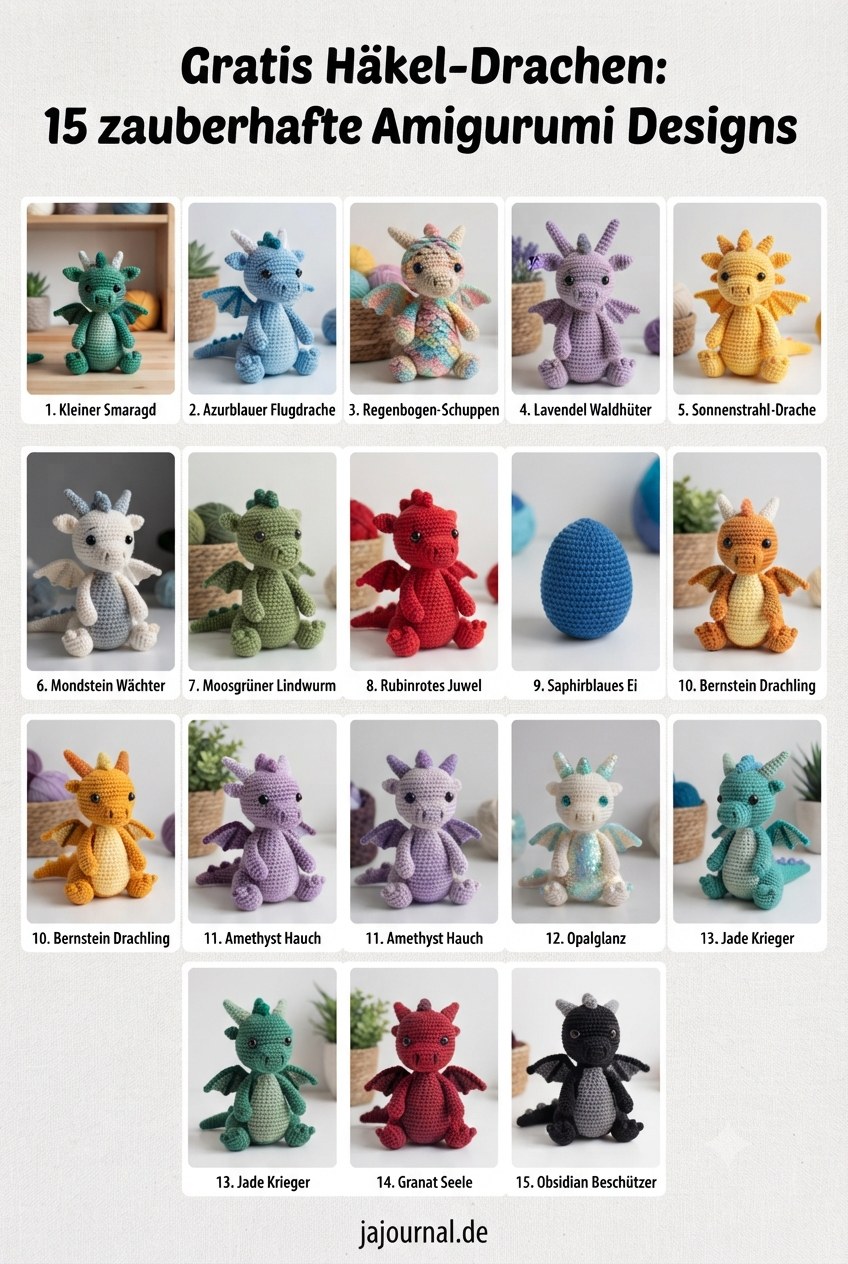 Gratis Häkel-Drachen: 15 zauberhafte Amigurumi Designs