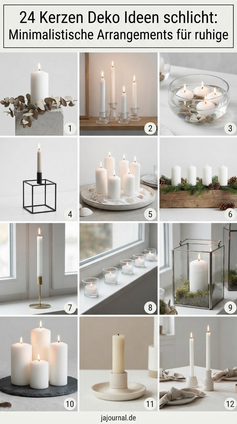 24 Kerzen Deko Ideen schlicht: Minimalistische Arrangements für ruhige Räume