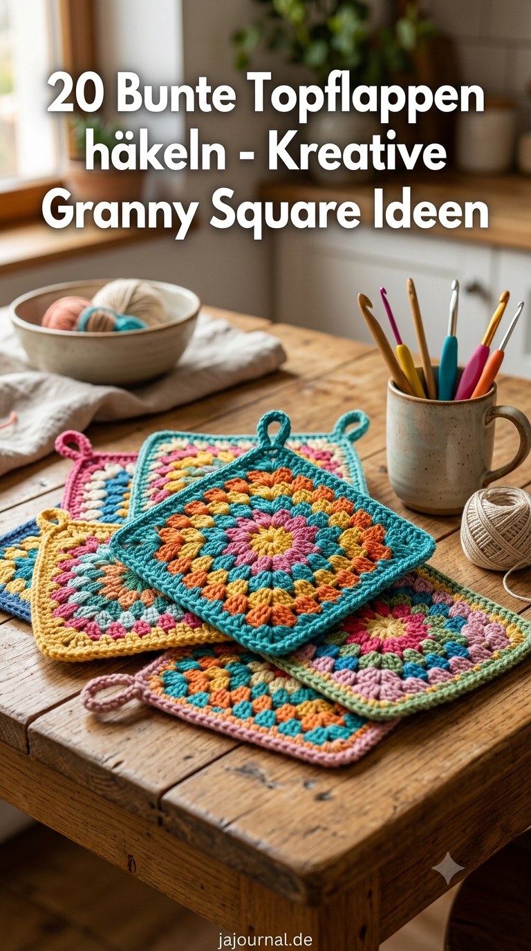 20 Bunte Topflappen häkeln - Kreative Granny Square Ideen