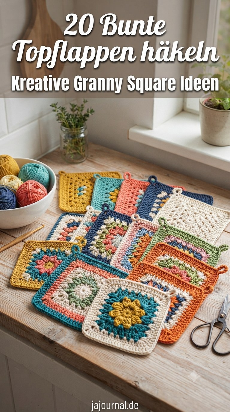 20 Bunte Topflappen häkeln - Kreative Granny Square Ideen
