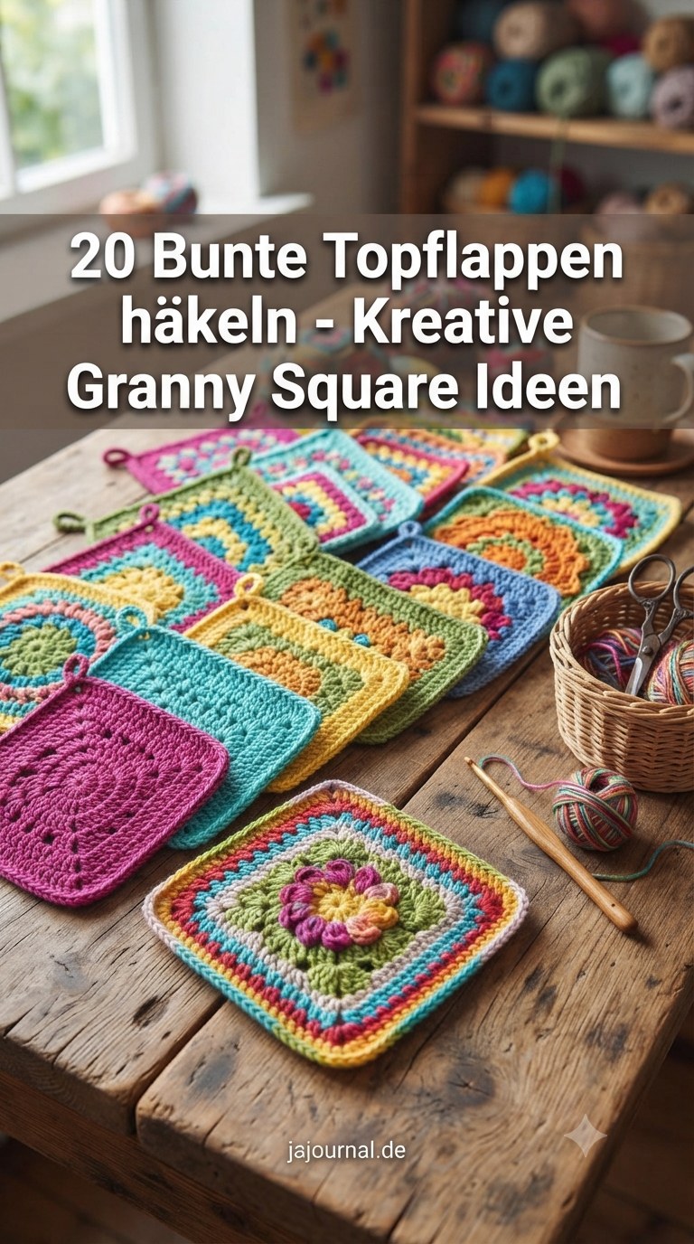20 Bunte Topflappen häkeln - Kreative Granny Square Ideen