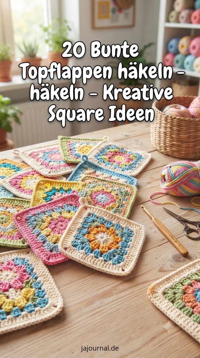 20 Bunte Topflappen häkeln - Kreative Granny Square Ideen