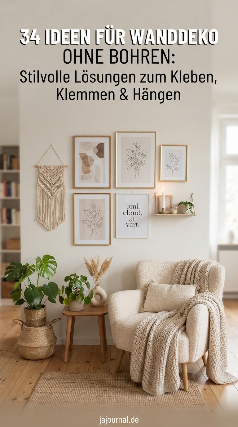 34 Ideen für Wanddeko ohne Bohren: Stilvolle Lösungen zum Kleben, Klemmen und Hängen