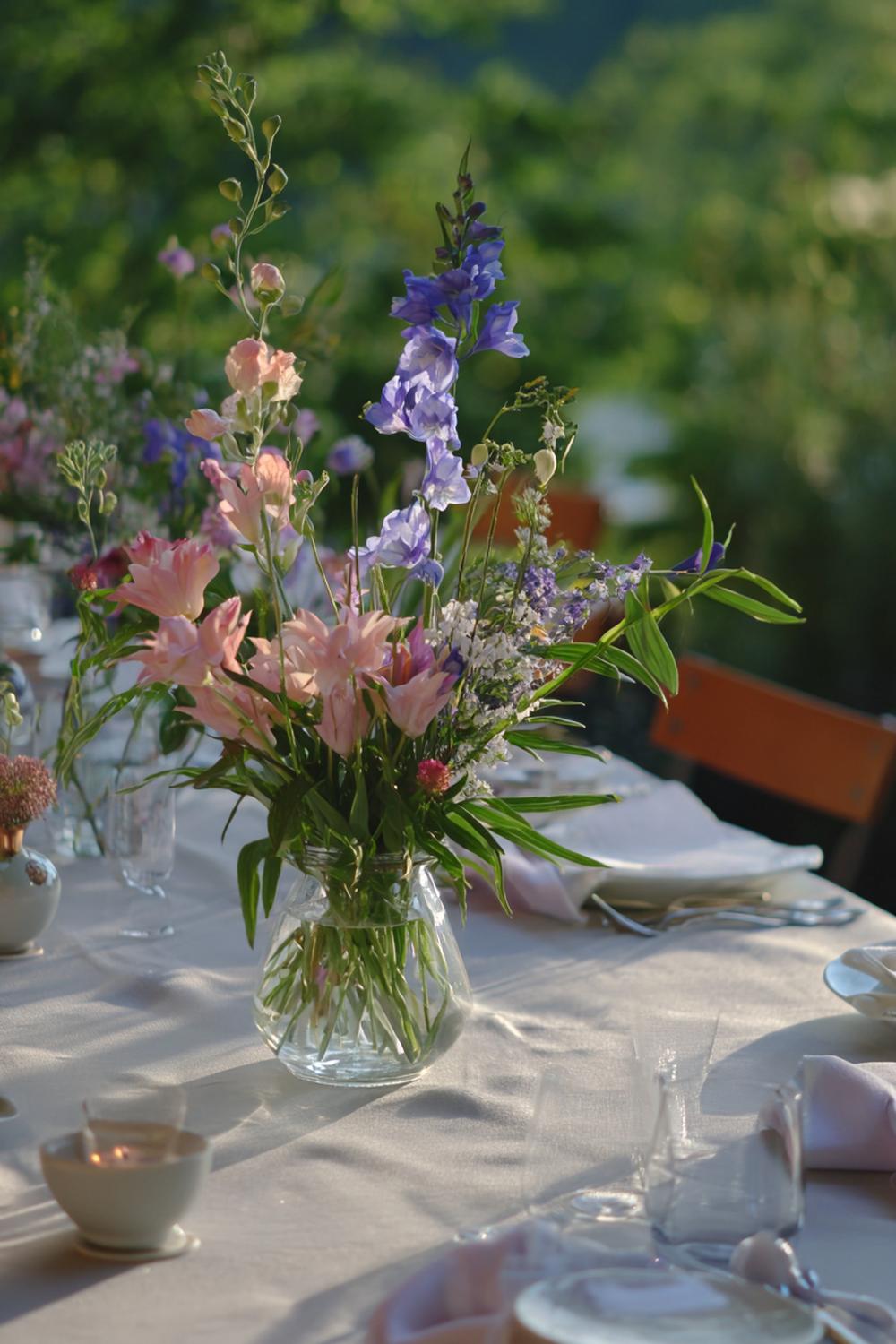 3. Tischdeko mit Wildblumen und Altglasvasen