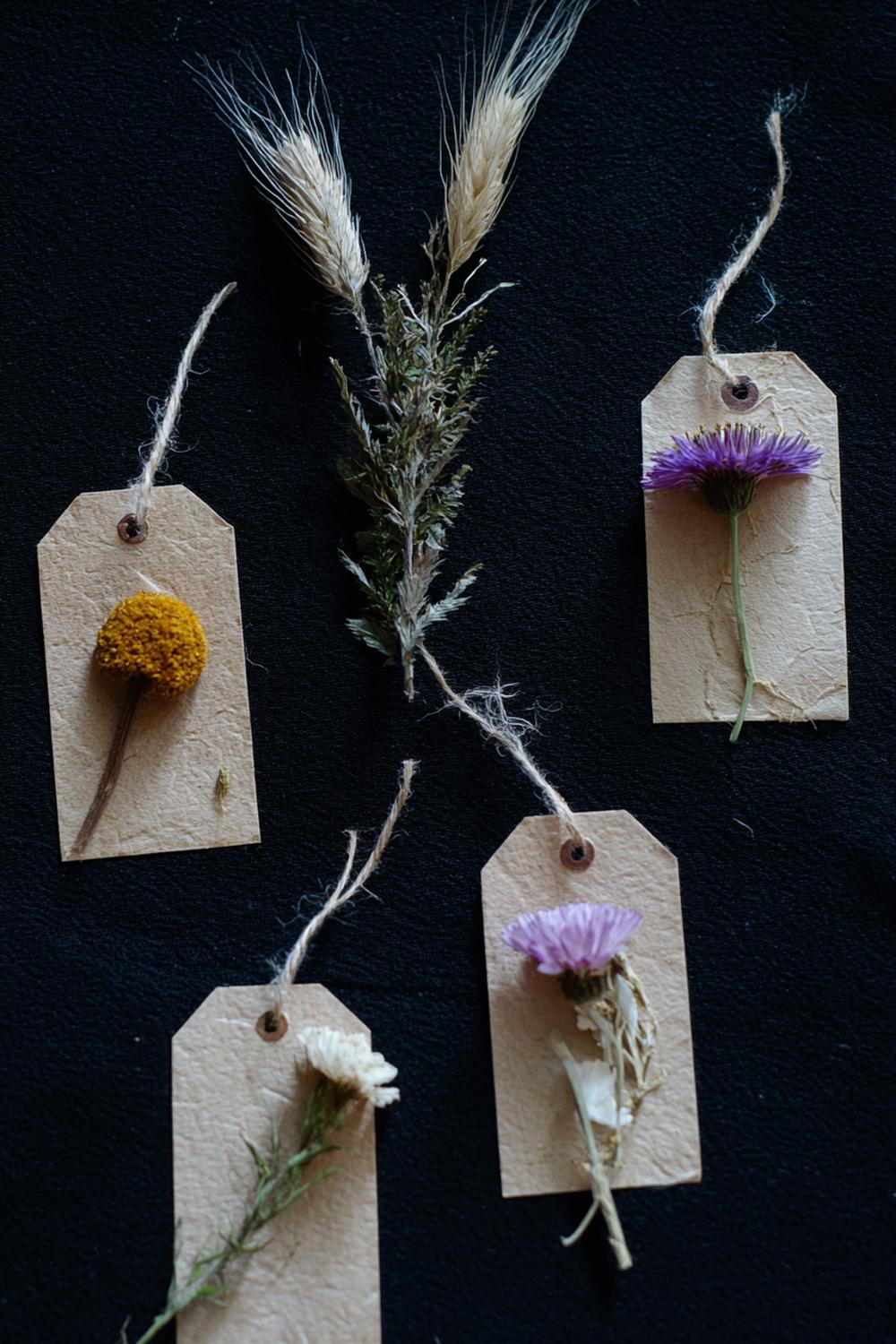 15. Trockenblumen Geschenkanhänger aus Kraftpapier und Wachs-Siegel