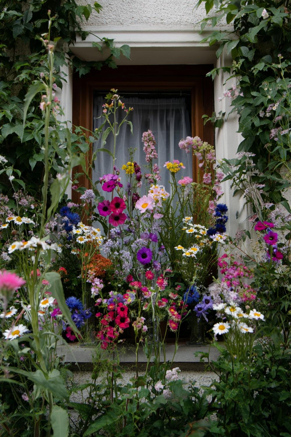 25. Trockenblumen Fensterbank-Skulptur mit asymmetrischer Ikebana-Form